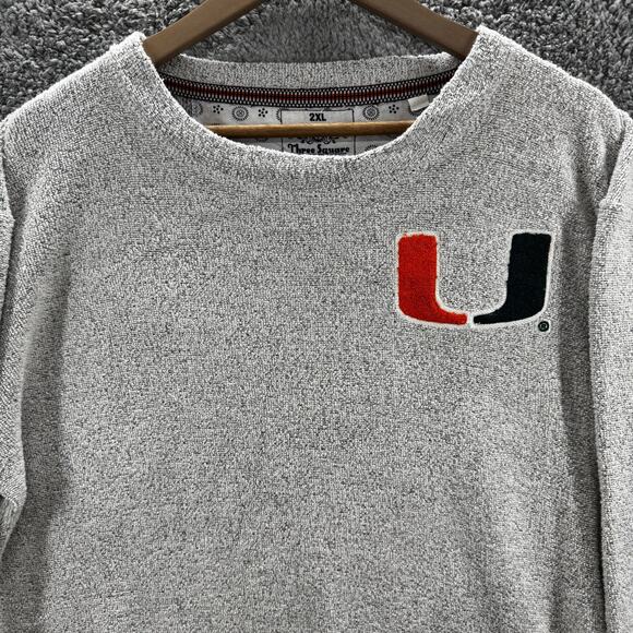 Miami Hurricanes Three Square Sweatshirt Mens 2XL Gray Logo Pullover Crewneck - Picture 3 of 11